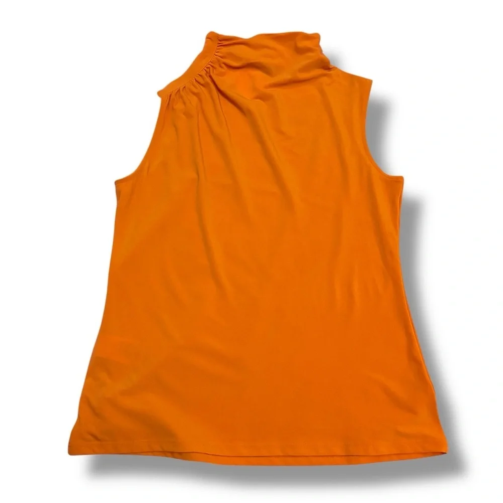 NWT DKNY Orange High Neck Mock Neck Silver Button Office Top – Medium - Picture 2 of 8